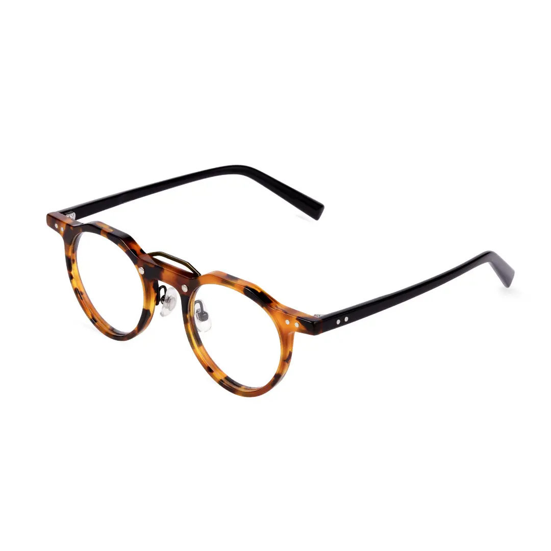 Angle view of Shirley geometric acetate eyeglasses GA0022408 in tortoise