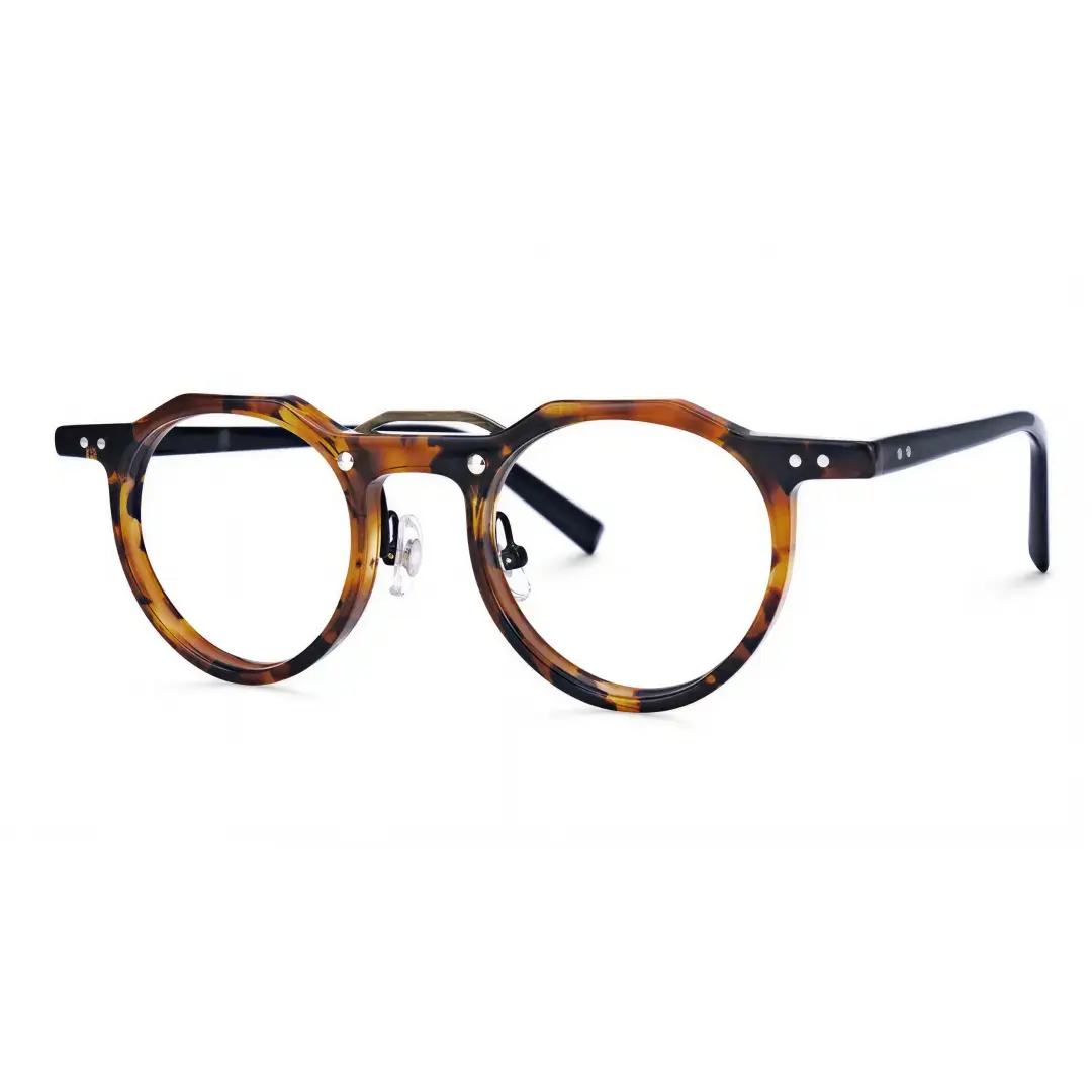 Angle view of Shirley vintage geometric acetate eyeglasses in tortoise. SPU: GA0022408