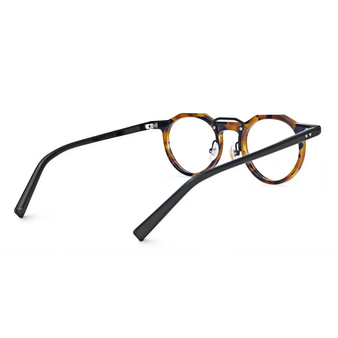 Back view of Shirley vintage geometric acetate eyeglasses in tortoise. SPU: GA0022408