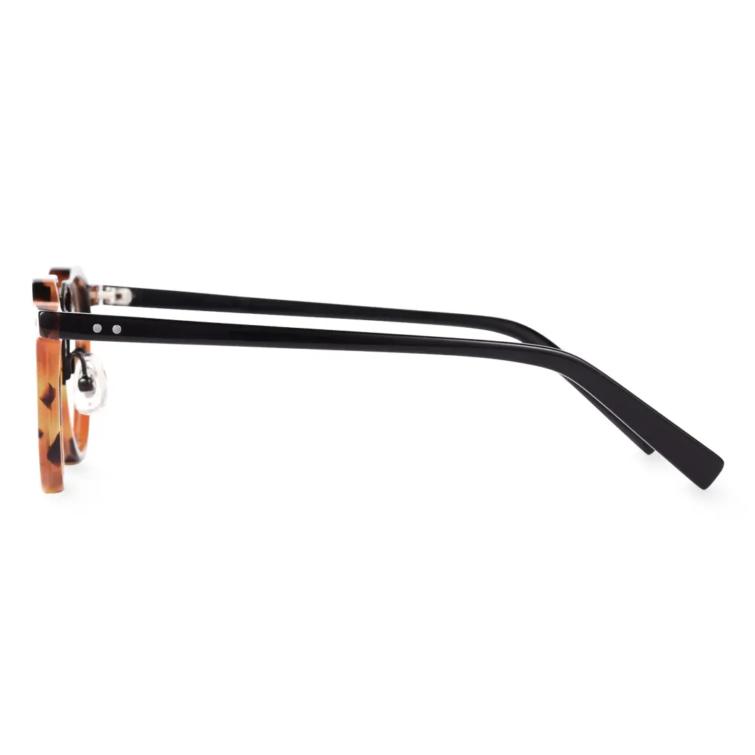 Side view of Shirley vintage geometric acetate eyeglasses in tortoise. SPU: GA0022408
