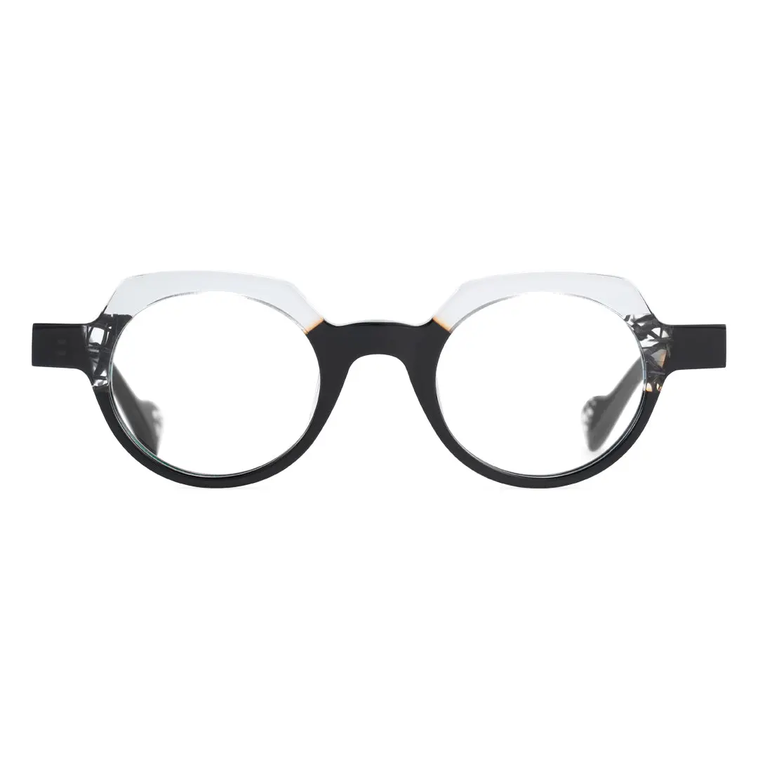 Front view of Miguell vintage geometric acetate eyeglasses GA0032209 in black
