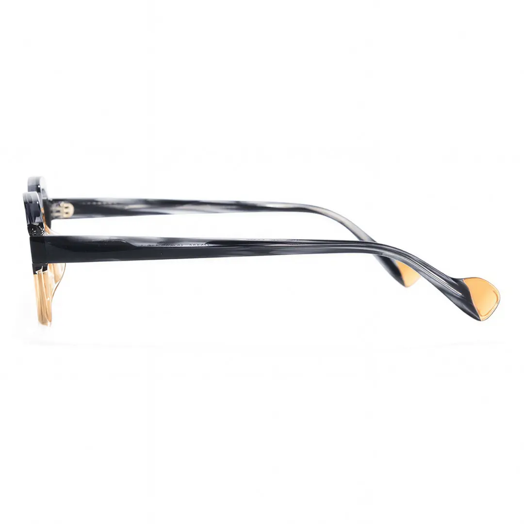 Side view of Miguell vintage geometric acetate eyeglasses in brown. SPU: GA0032209