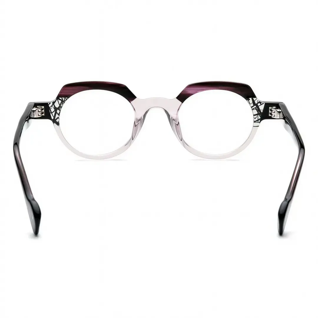 Back view of Miguell geometric acetate eyeglasses GA0032209 in pink