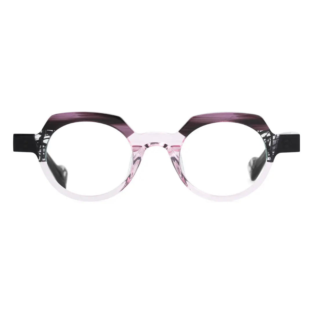 Front view of Miguell vintage geometric acetate eyeglasses GA0032209 in pink