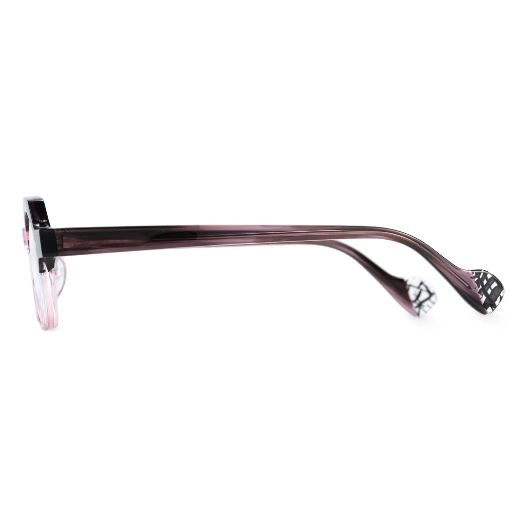 Side view of Miguell vintage geometric acetate eyeglasses in pink. SPU: GA0032209