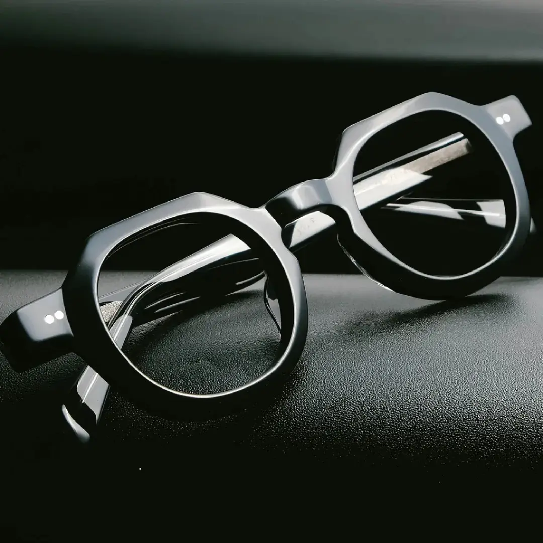 Scene view of Edana geometric acetate eyeglasses GA0032301 in black