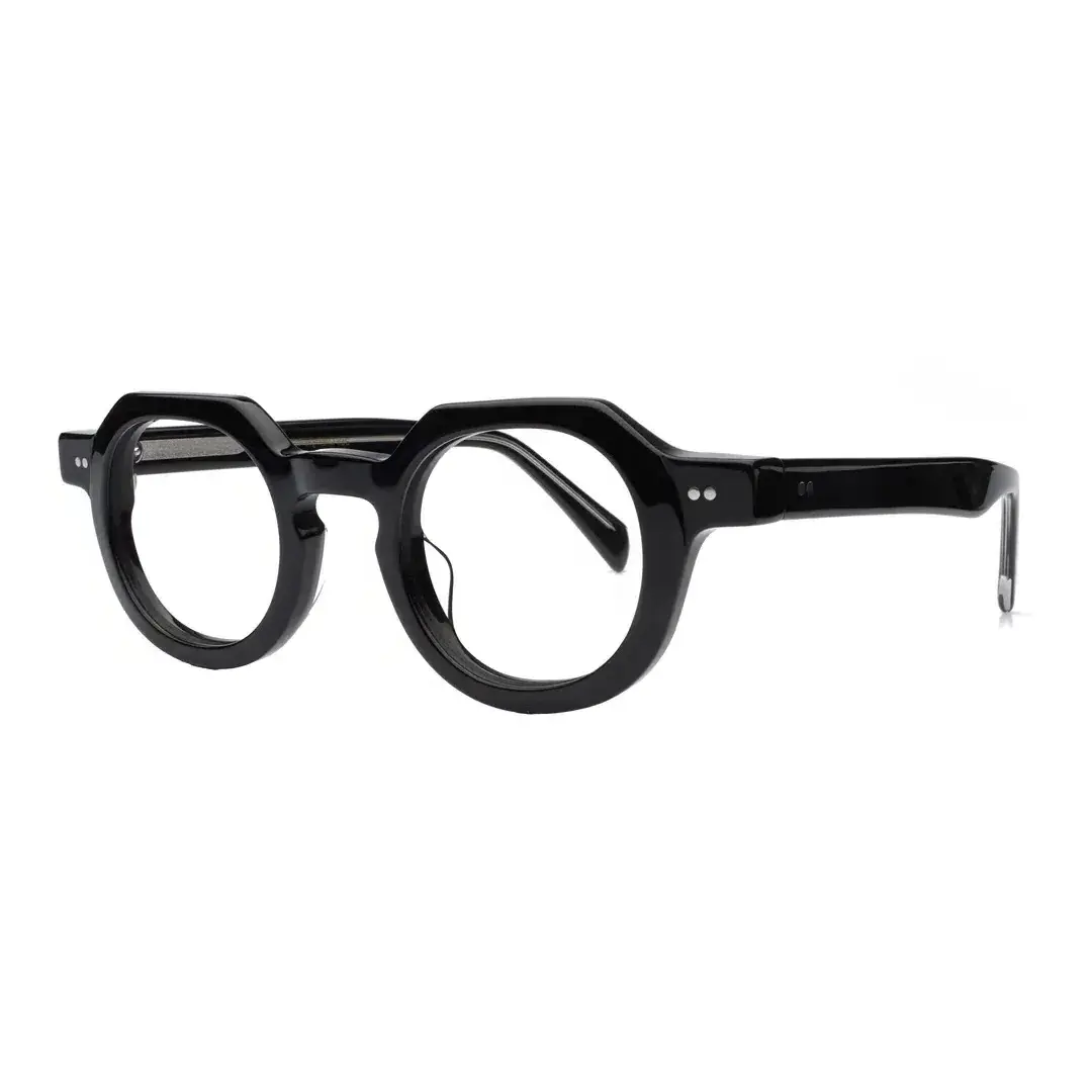 Angle view of Edana vintage geometric acetate eyeglasses GA0032301 in black