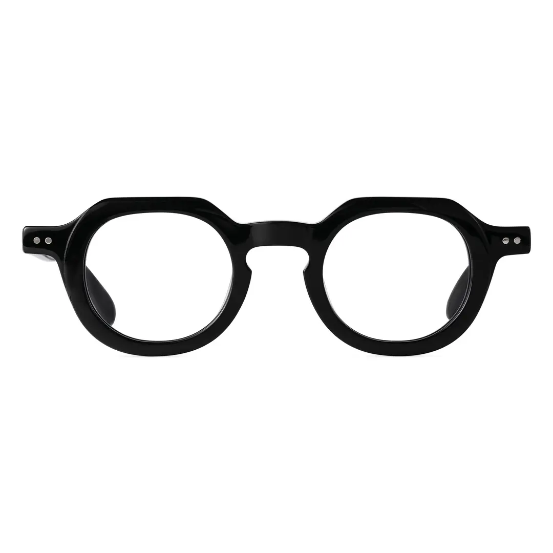 Front view of Edana vintage geometric acetate eyeglasses GA0032301 in black