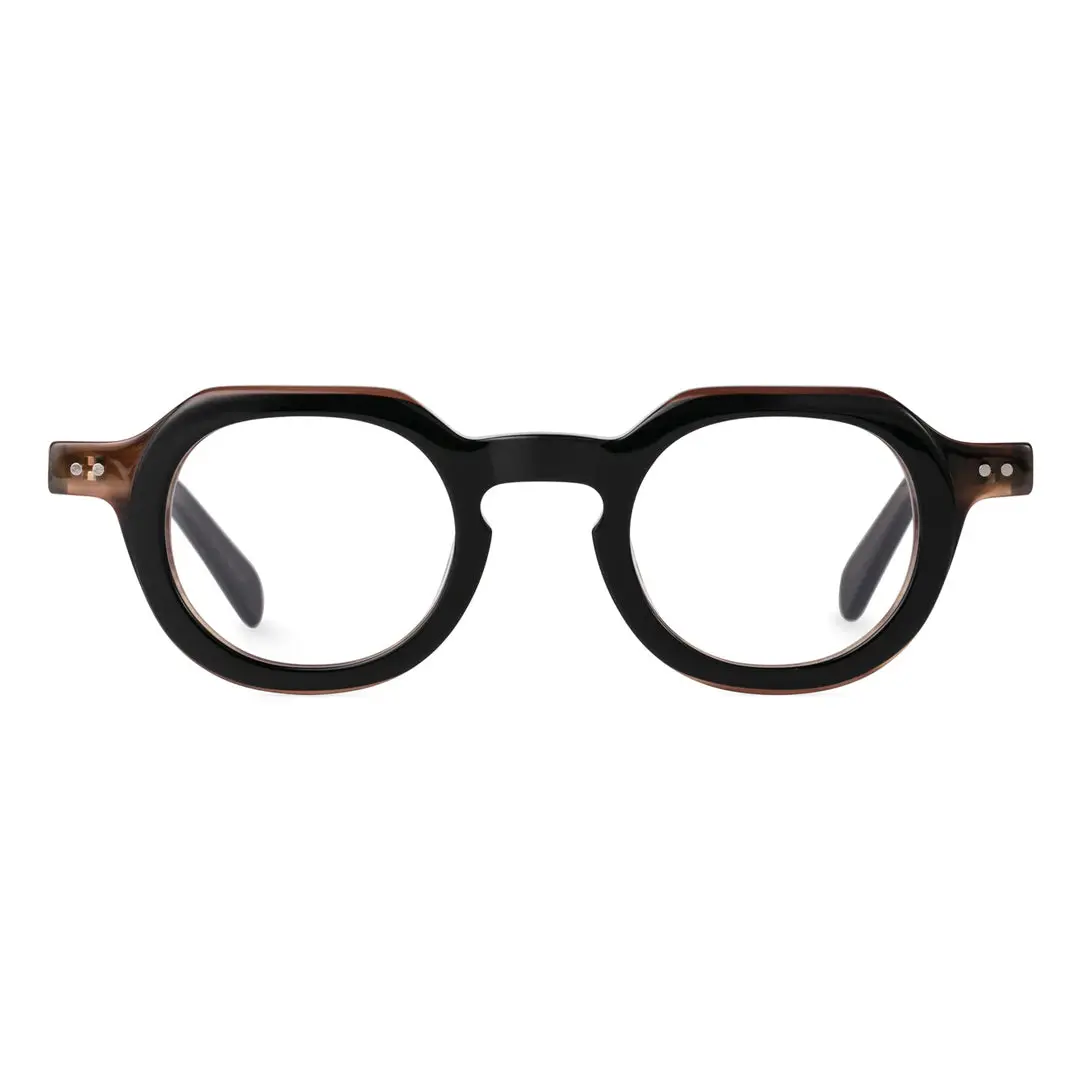 Front view of Edana vintage geometric acetate eyeglasses GA0032301 in brown