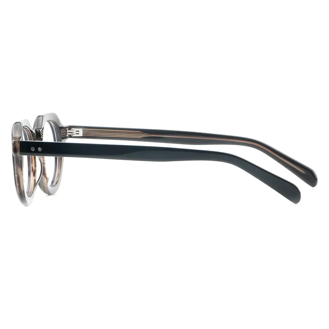 Side view of Edana vintage geometric acetate eyeglasses GA0032301 in brown