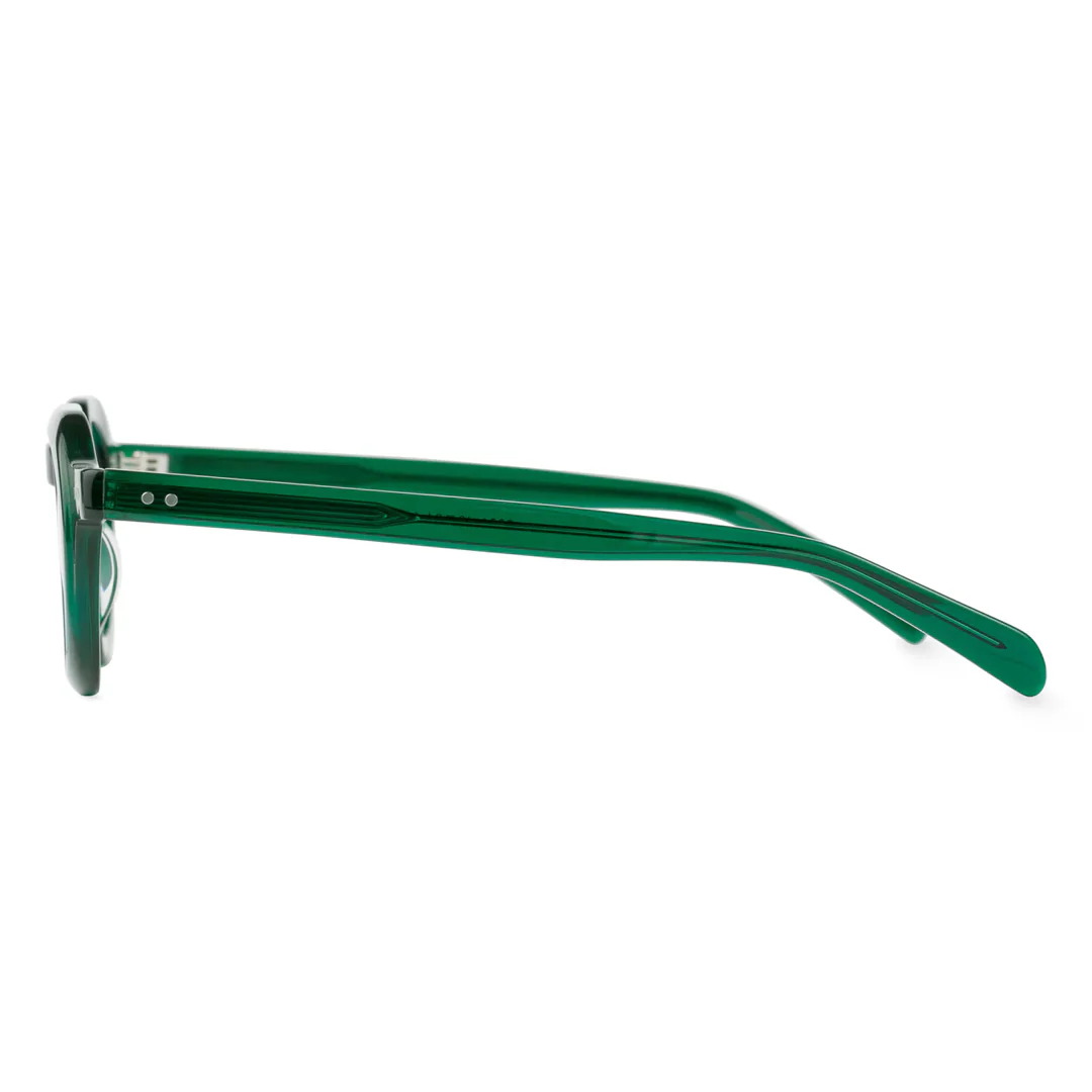 Side view of Edana vintage geometric acetate eyeglasses GA0032301 in green