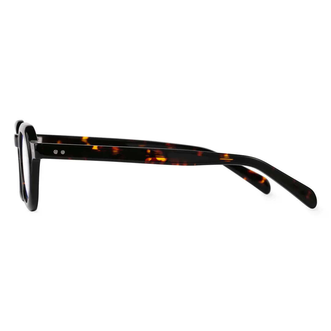 Side view of Edana geometric acetate eyeglasses GA0032301 in tortoise