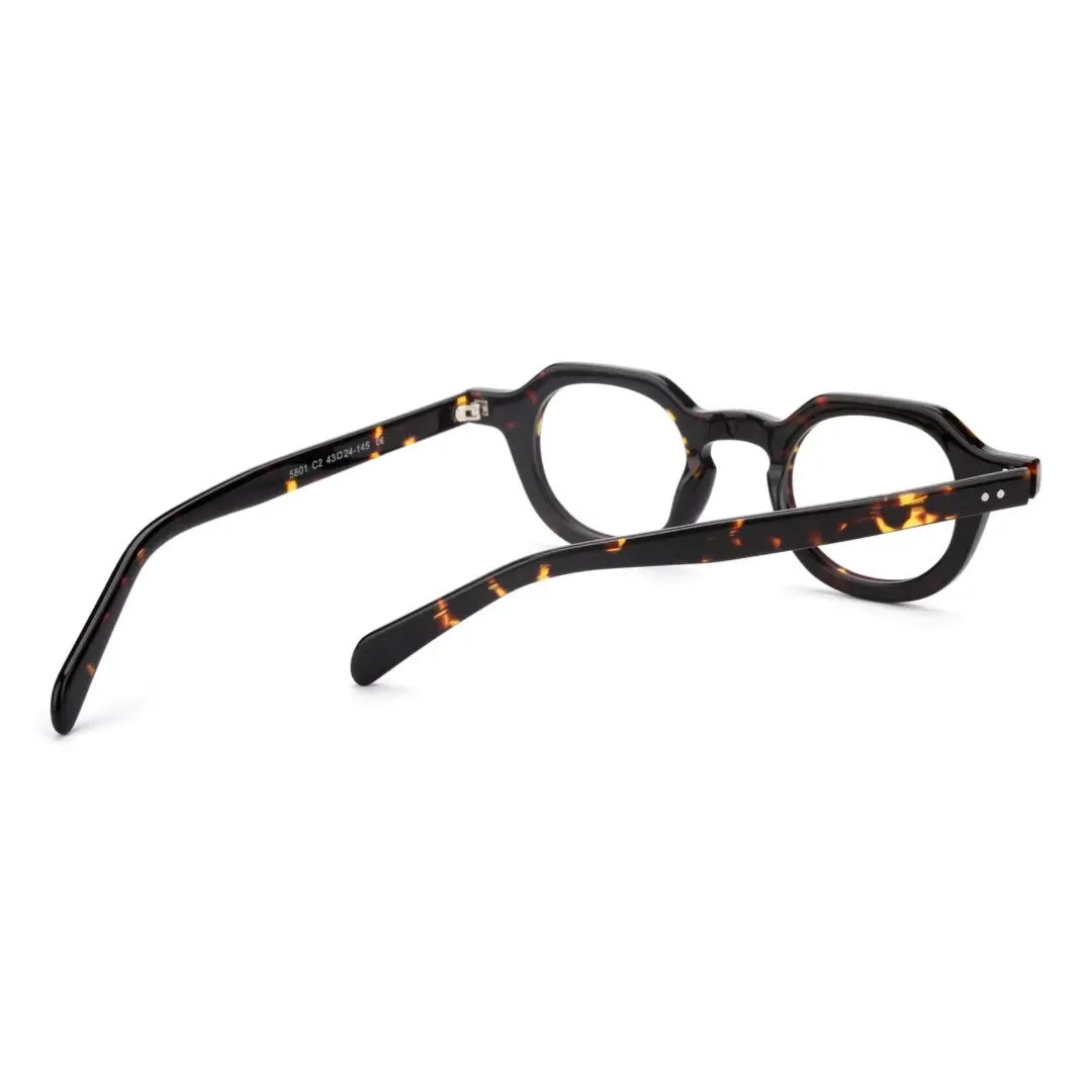 Back view of Edana vintage geometric acetate eyeglasses GA0032301 in tortoise