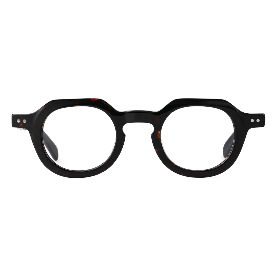 Front view of Edana vintage geometric acetate eyeglasses GA0032301 in tortoise