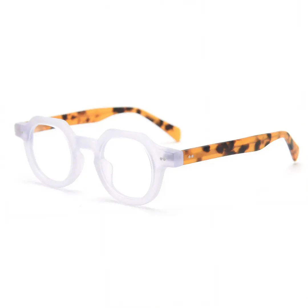 Angle view of Edana vintage geometric acetate eyeglasses GA0032301 in white