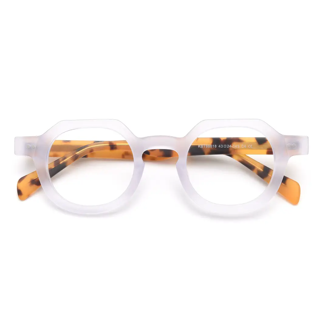 Front folded view of Edana vintage geometric acetate eyeglasses GA0032301 in white