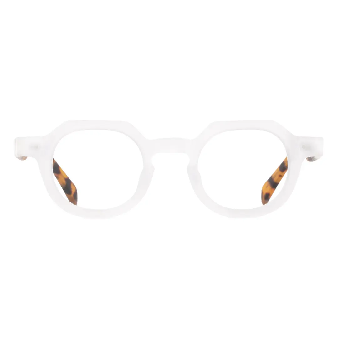 Front view of Edana vintage geometric acetate eyeglasses GA0032301 in white