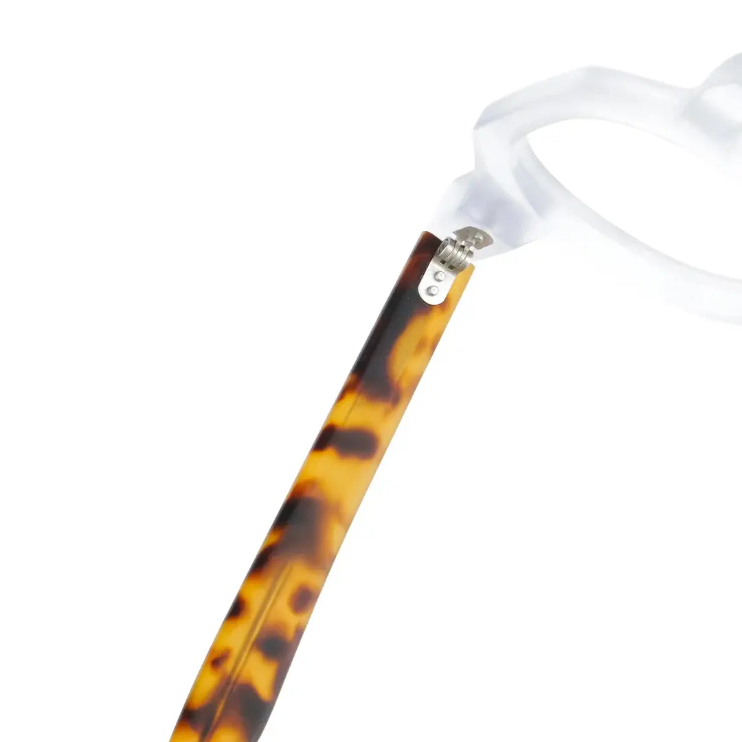 Hinge detail of Edana vintage geometric acetate eyeglasses GA0032301 in white