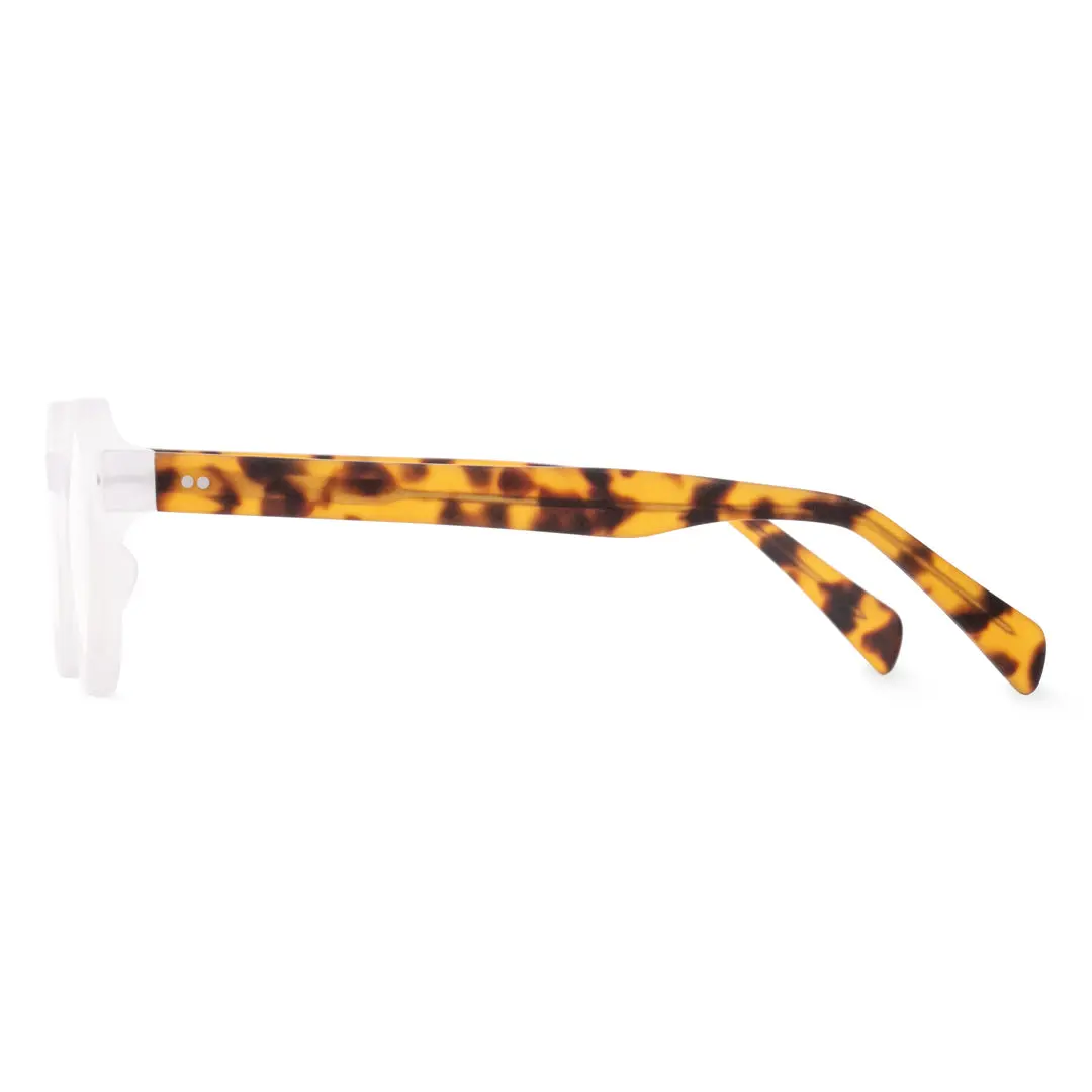 Side view of Edana vintage geometric acetate eyeglasses GA0032301 in white