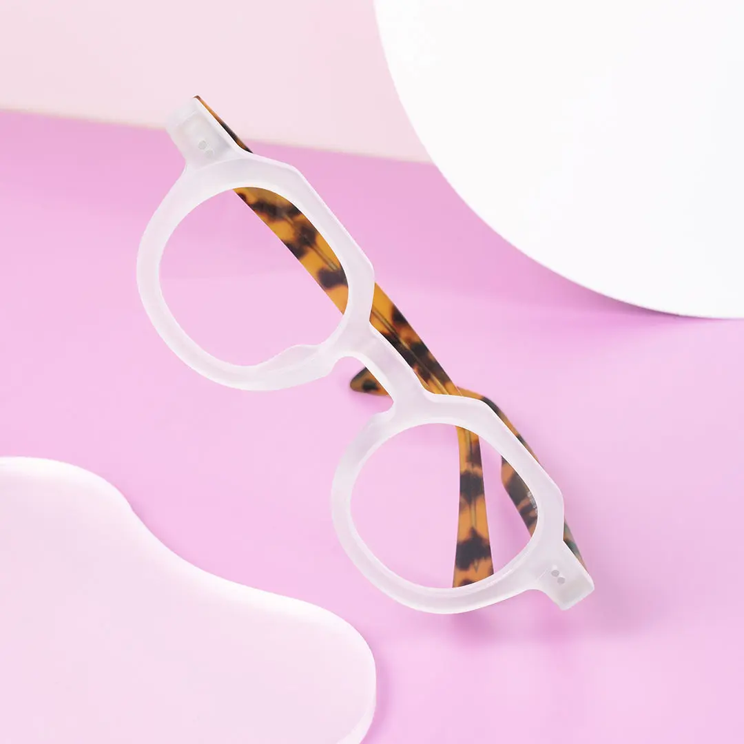 Scene view of Edana geometric acetate eyeglasses GA0032301 in white
