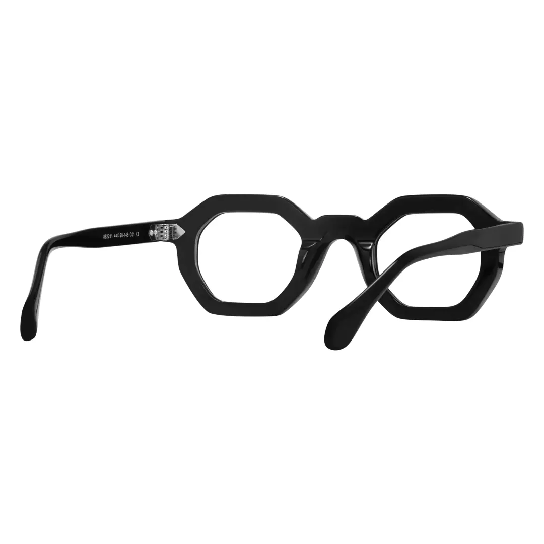 Back view of Apical geometric acetate eyeglasses GA0052310 in black