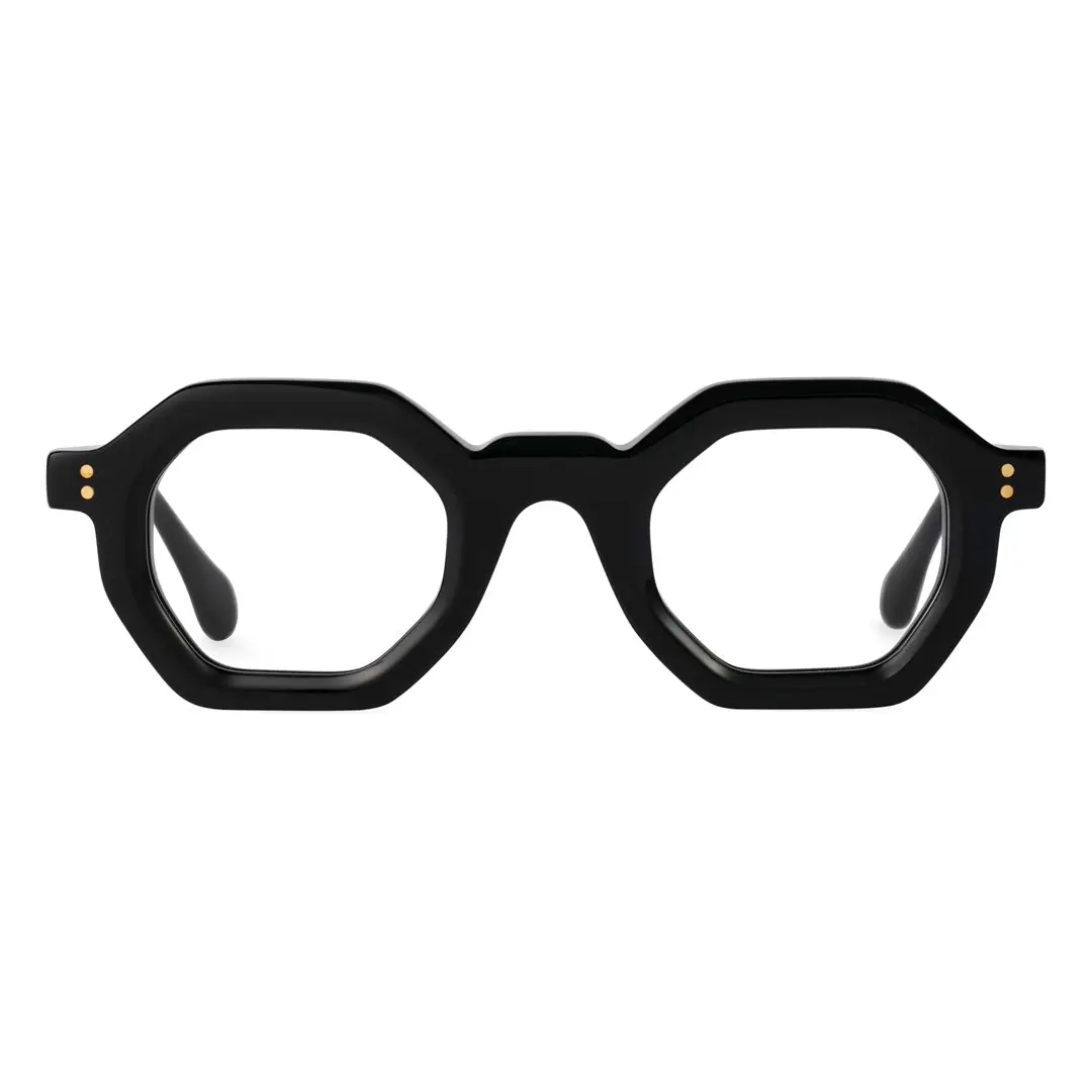 Front view of Apical geometric acetate eyeglasses GA0052310 in black