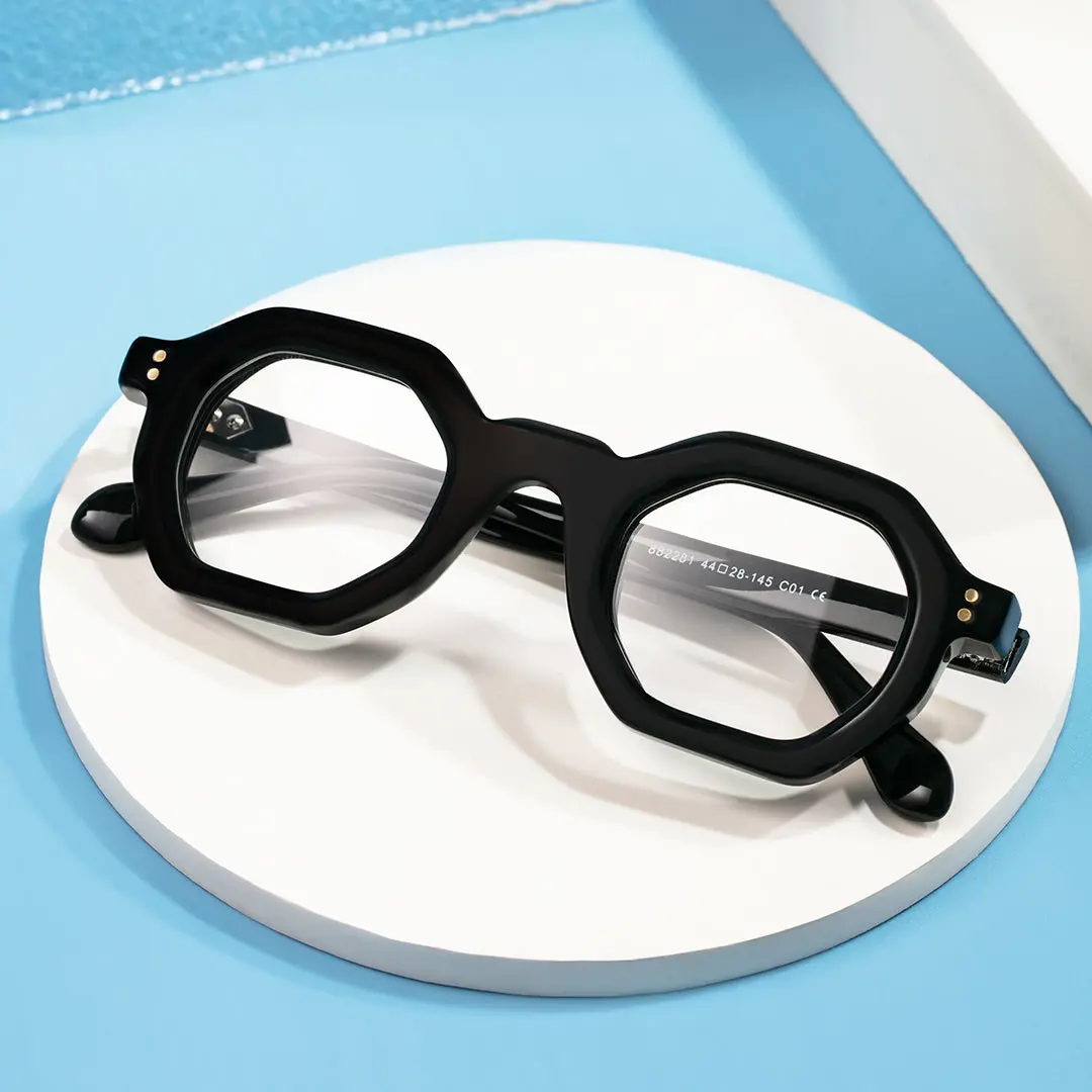 Scene view of Apical geometric acetate eyeglasses GA0052310 in black