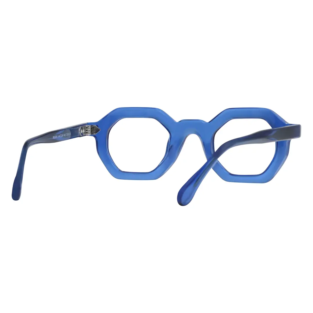 Back view of Apical geometric acetate eyeglasses GA0052310 in blue
