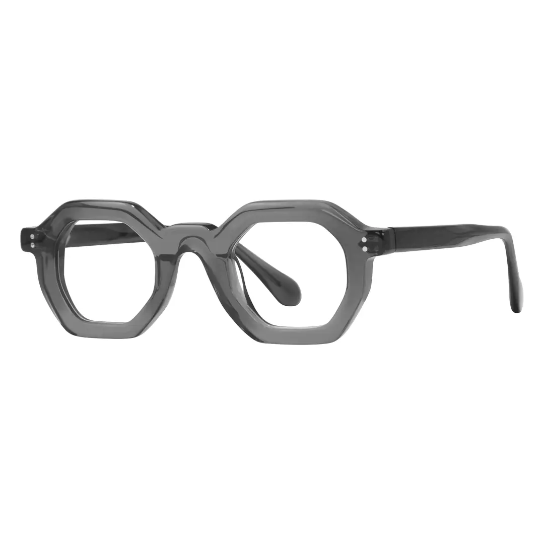 Angle view of Apical geometric acetate eyeglasses GA0052310 in grey