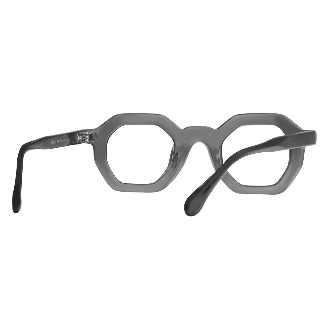 Back view of Apical geometric acetate eyeglasses GA0052310 in grey