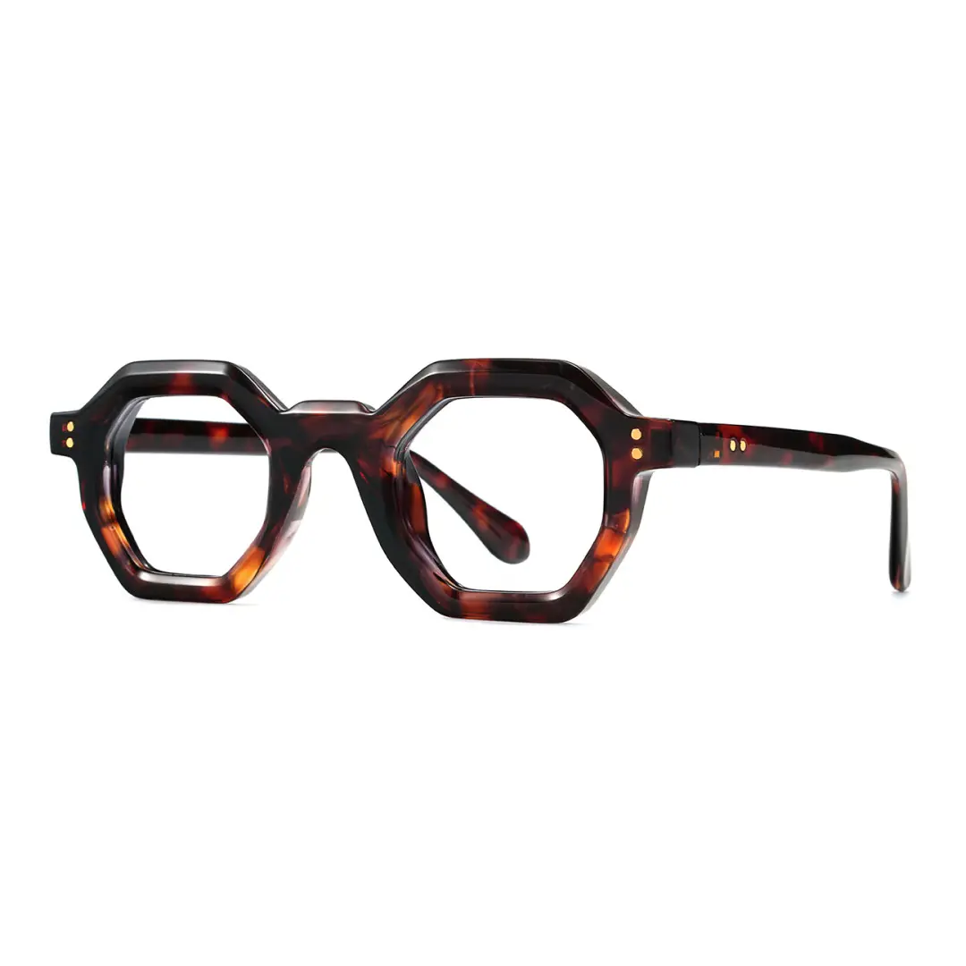 Angle view of Apical geometric acetate eyeglasses GA0052310 in tortoise