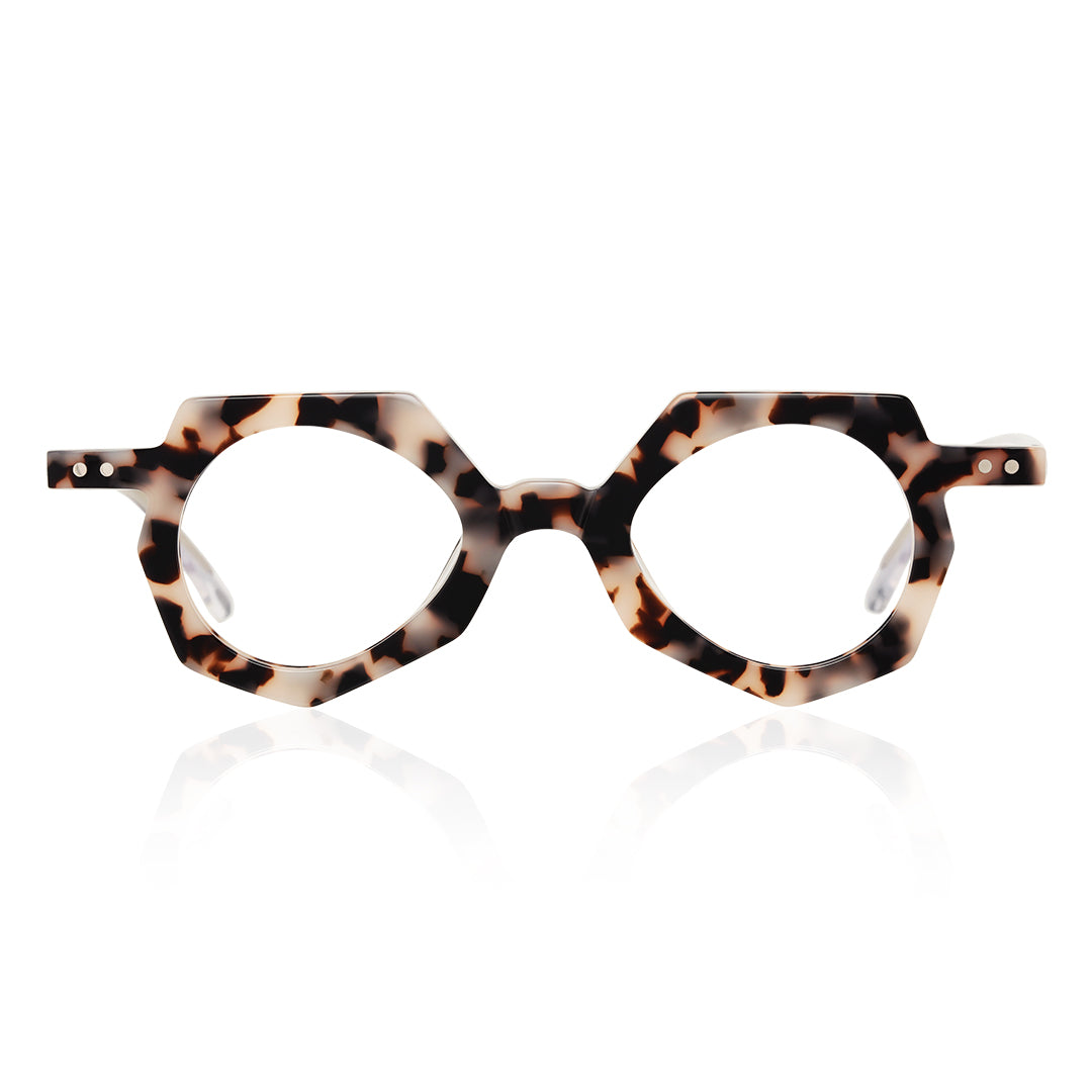 Front view of Coral vintage geometric acetate eyeglasses GA0062309 in brown tortoise