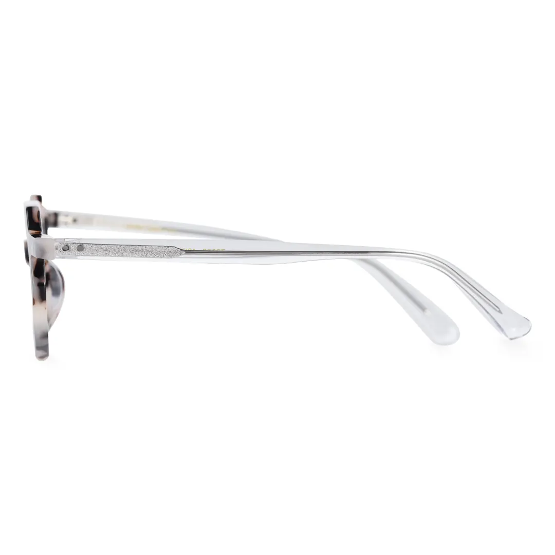 Side view of Coral vintage geometric acetate eyeglasses GA0062309 in brown tortoise