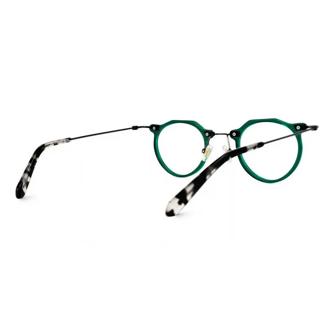 Back view of Lvis steampunk geometric acetate eyeglasses GA0072307 in green