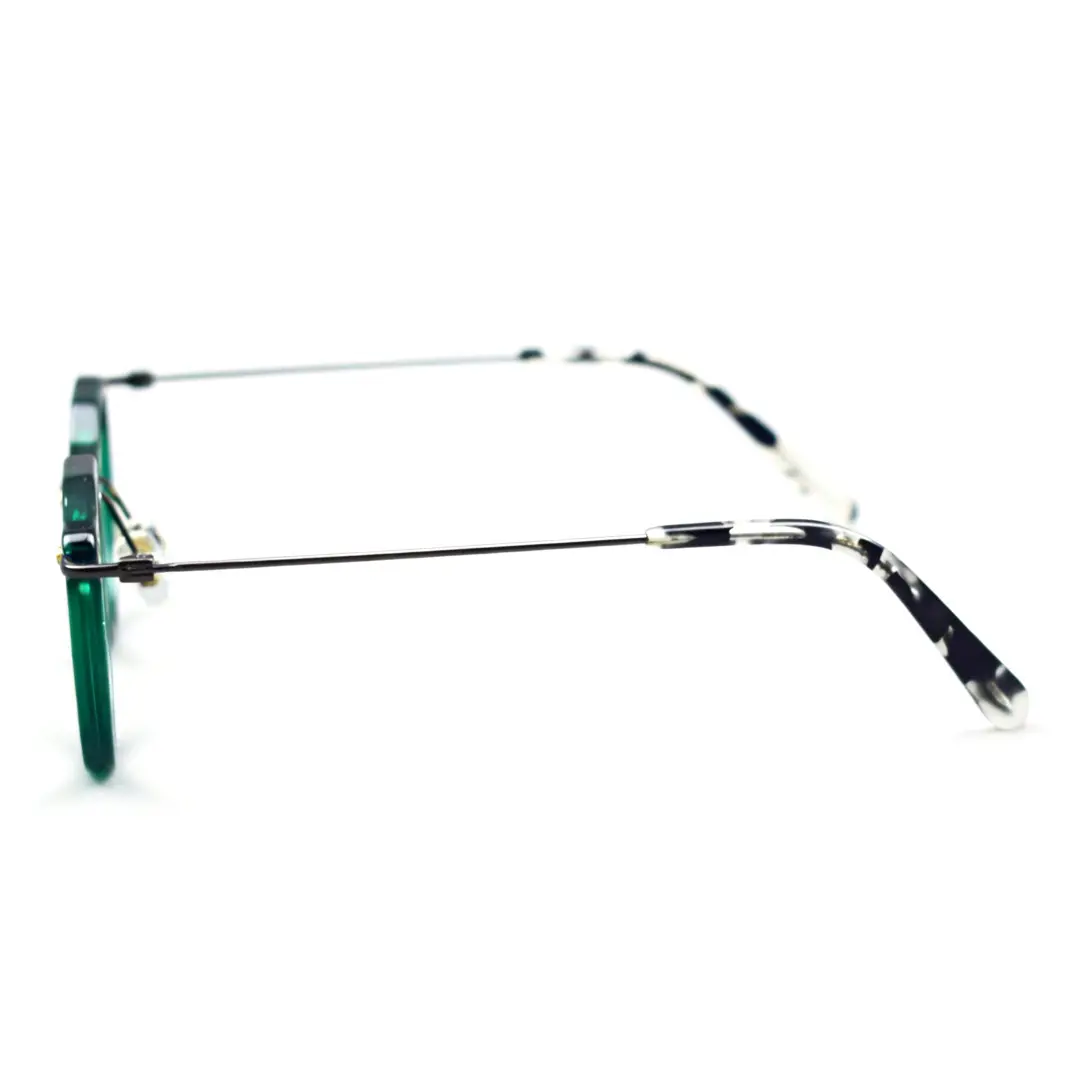 Side view of Lvis steampunk geometric acetate eyeglasses GA0072307 in green