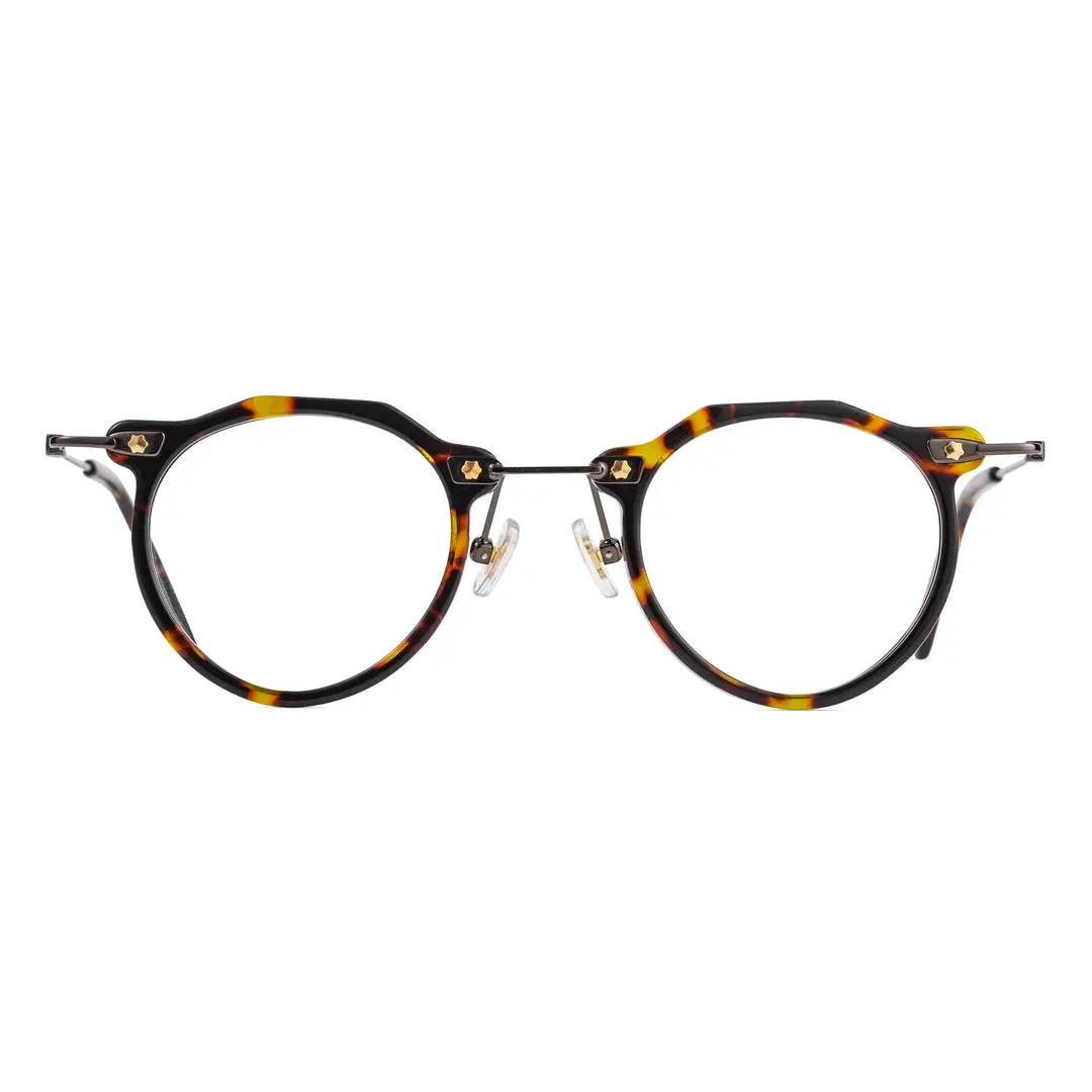 Front view of Lvis steampunk geometric acetate eyeglasses GA0072307 in tortoise