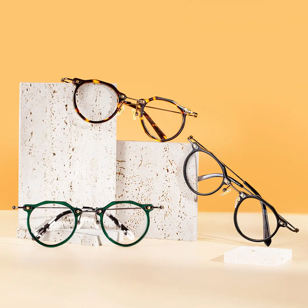 Scene view of Lvis geometric acetate eyeglasses GA0072307 in tortoise