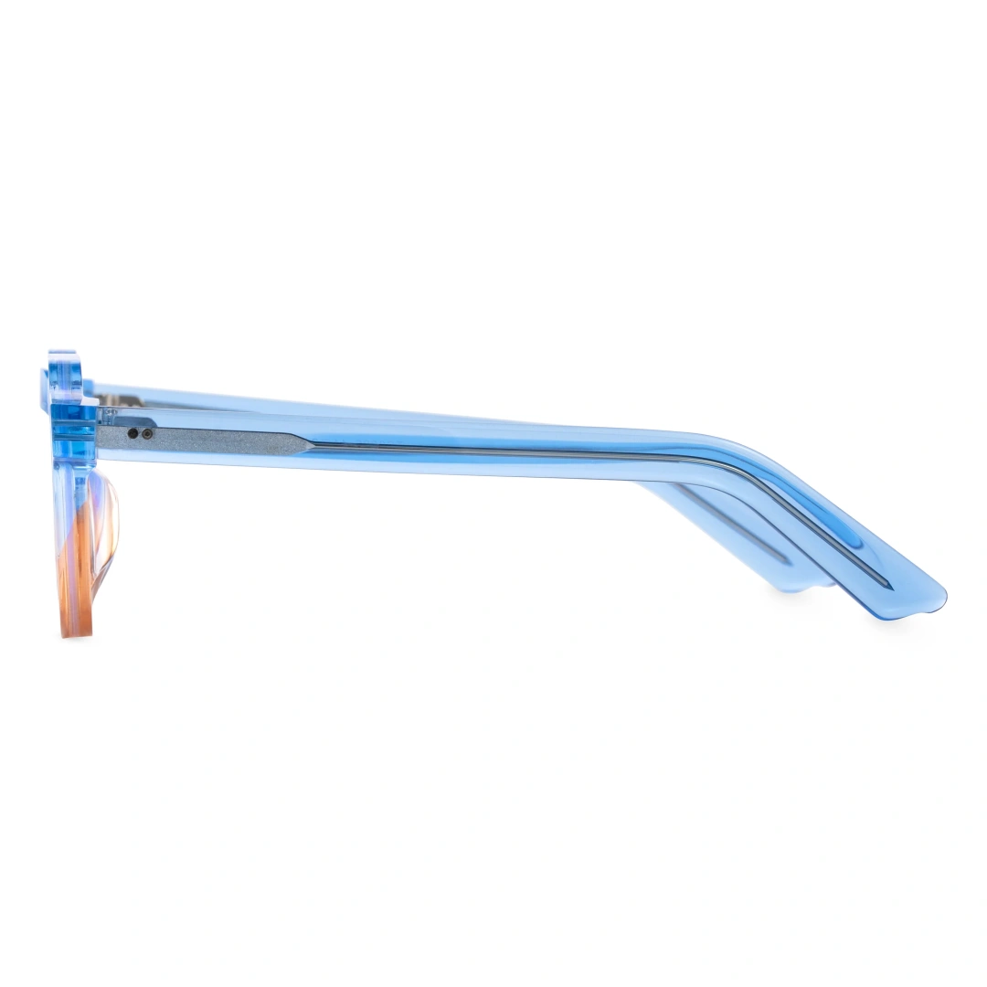 Side view of Travs colorful geometric acetate eyeglasses GA0072310 in silver blue
