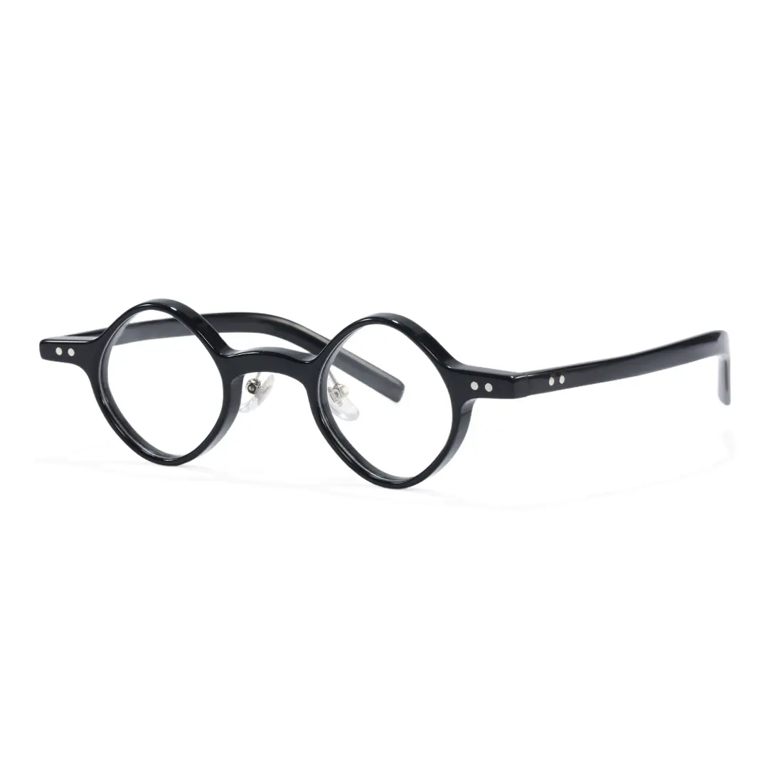 Angle view of Nter vintage geometric acetate eyeglasses GA0072402 in black