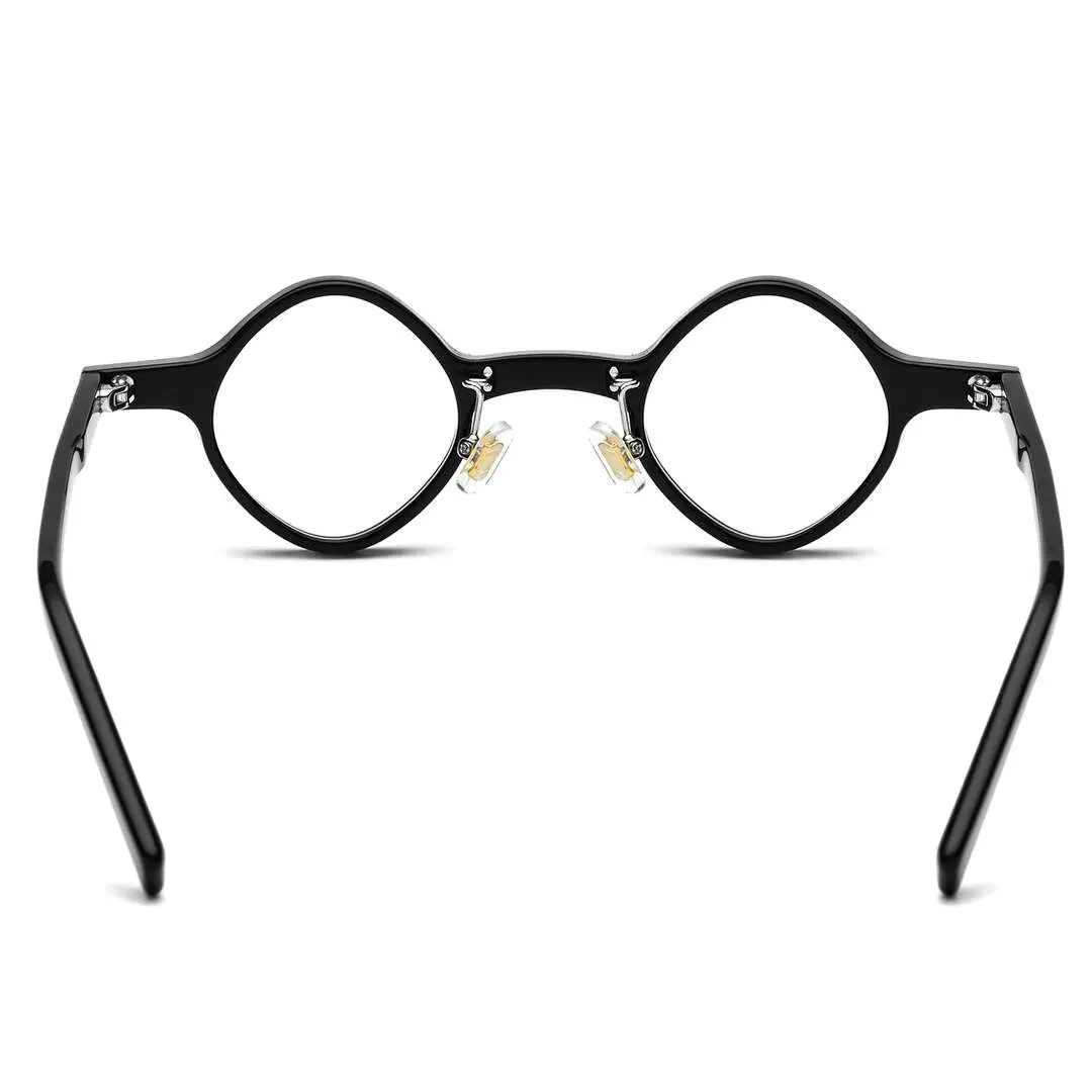 Back view of Nter vintage geometric acetate eyeglasses GA0072402 in black