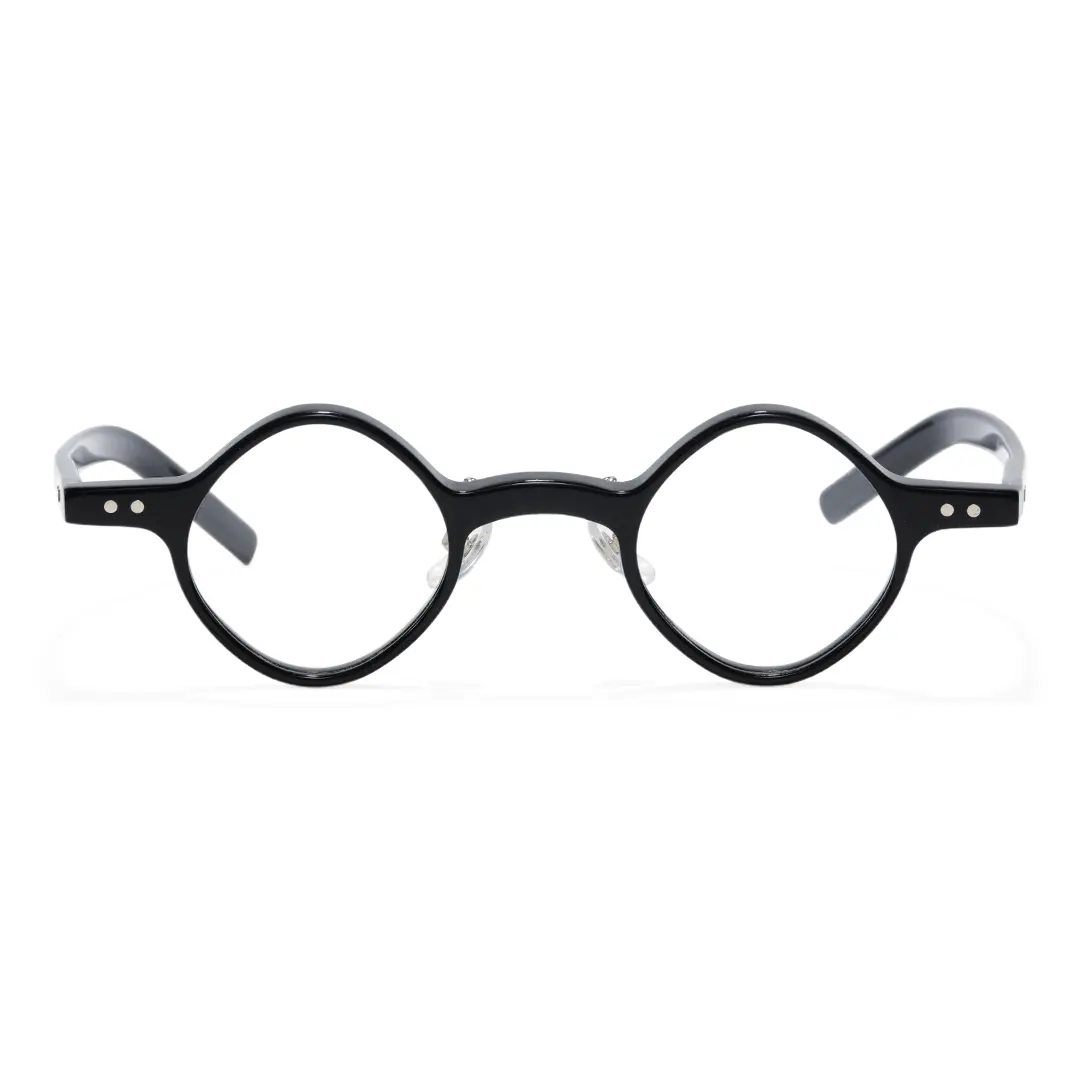 Front view of Nter vintage geometric acetate eyeglasses GA0072402 in black