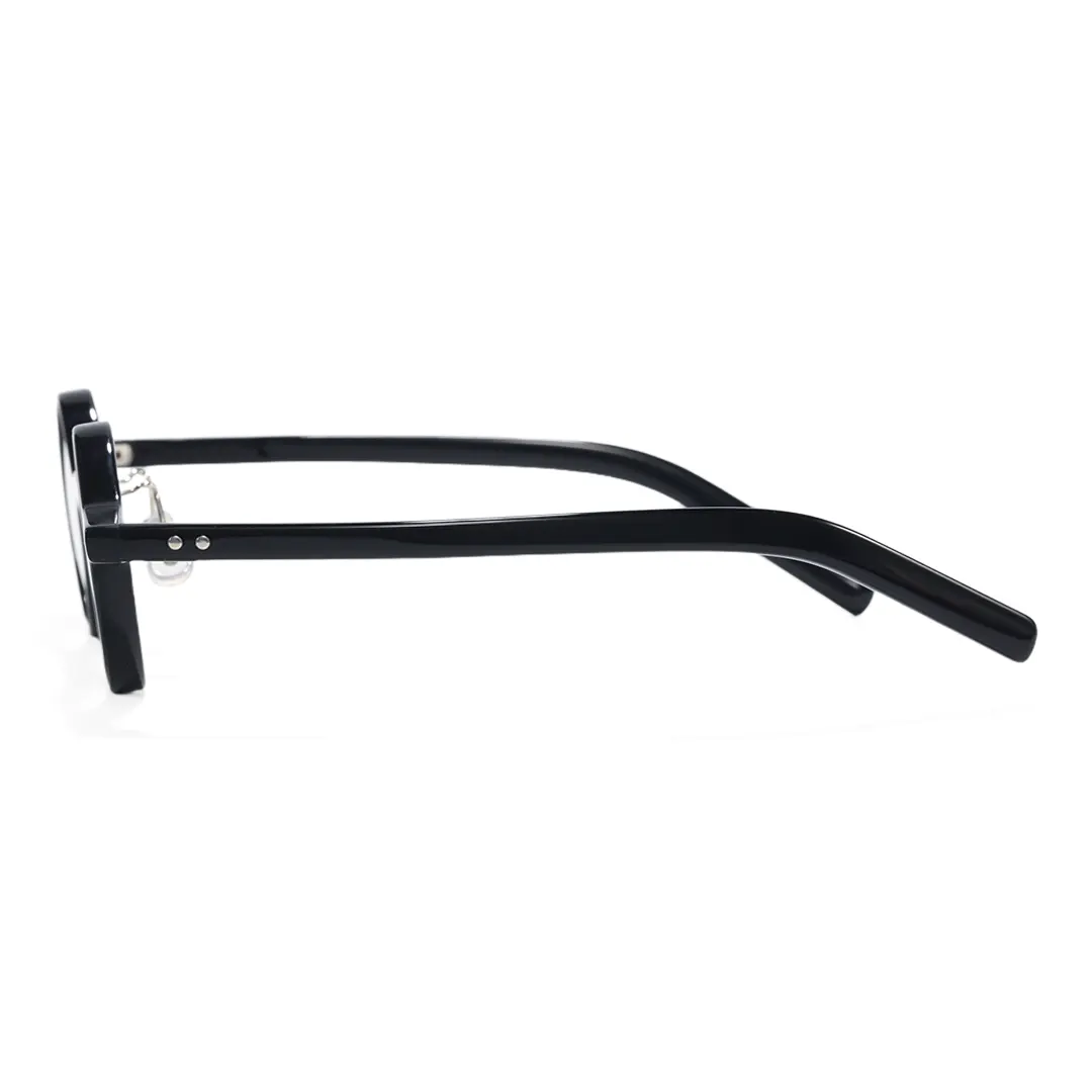 Side view of Nter vintage geometric acetate eyeglasses GA0072402 in black