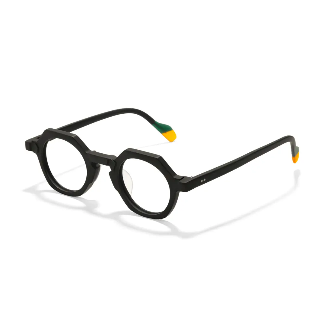 Angle view of Andrian vintage geometric acetate eyeglasses GA0122209 in black