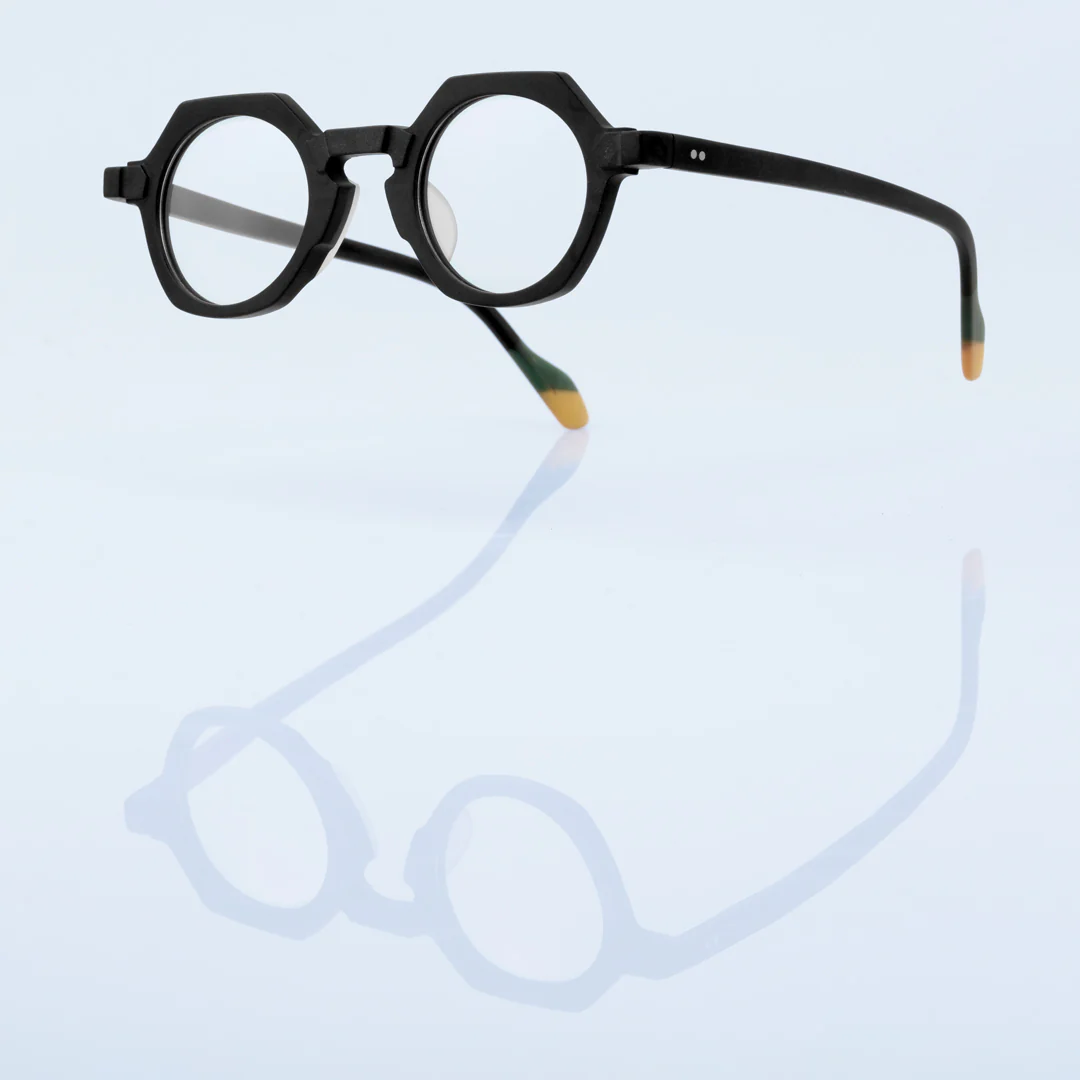 Scene view of Andrian vintage geometric acetate eyeglasses GA0122209 in black