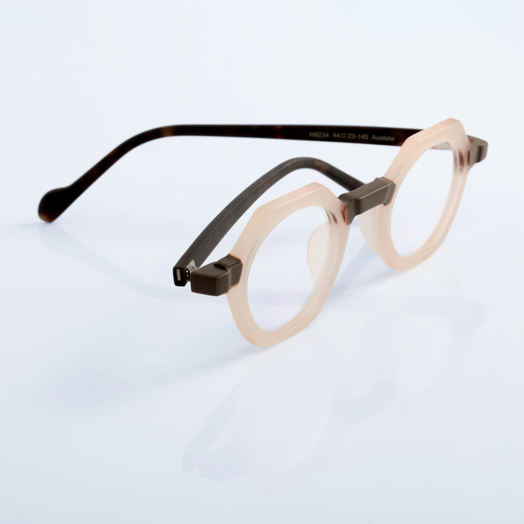 Scene view of Andrian geometric acetate eyeglasses GA0122209 in pink