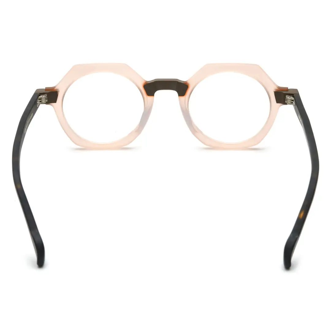 Back view of Andrian vintage geometric acetate eyeglasses GA0122209 in pink