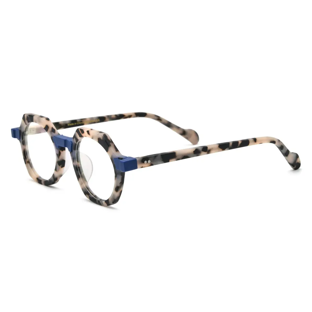 Angle view of Andrian vintage geometric acetate eyeglasses GA0122209 in tortoise