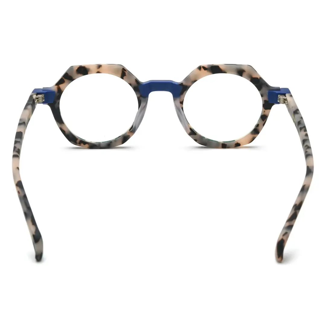 Back view of Andrian vintage geometric acetate eyeglasses GA0122209 in tortoise