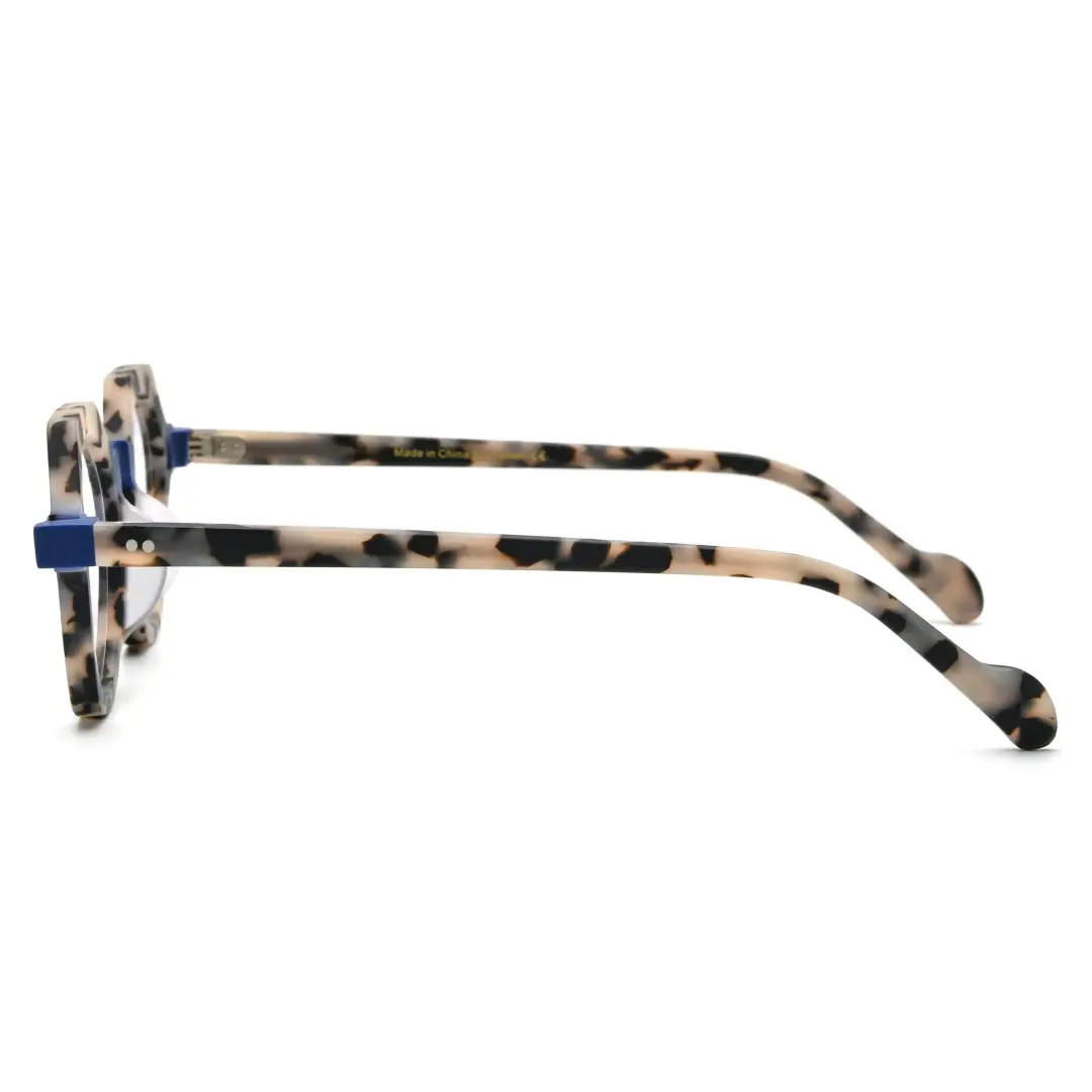 Side view of Andrian vintage geometric acetate eyeglasses GA0122209 in tortoise