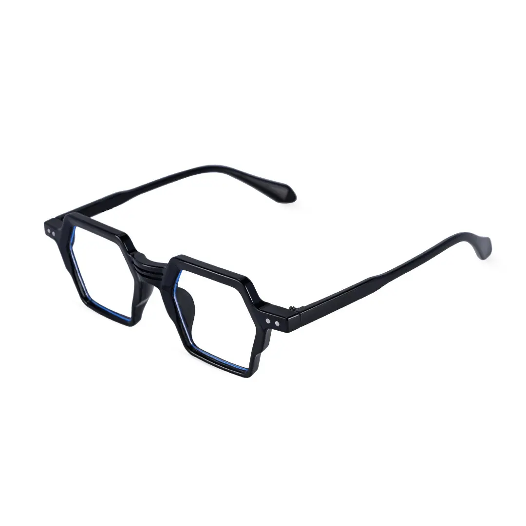 Angle view of Dagny geometric acetate eyeglasses GA0132302 in black